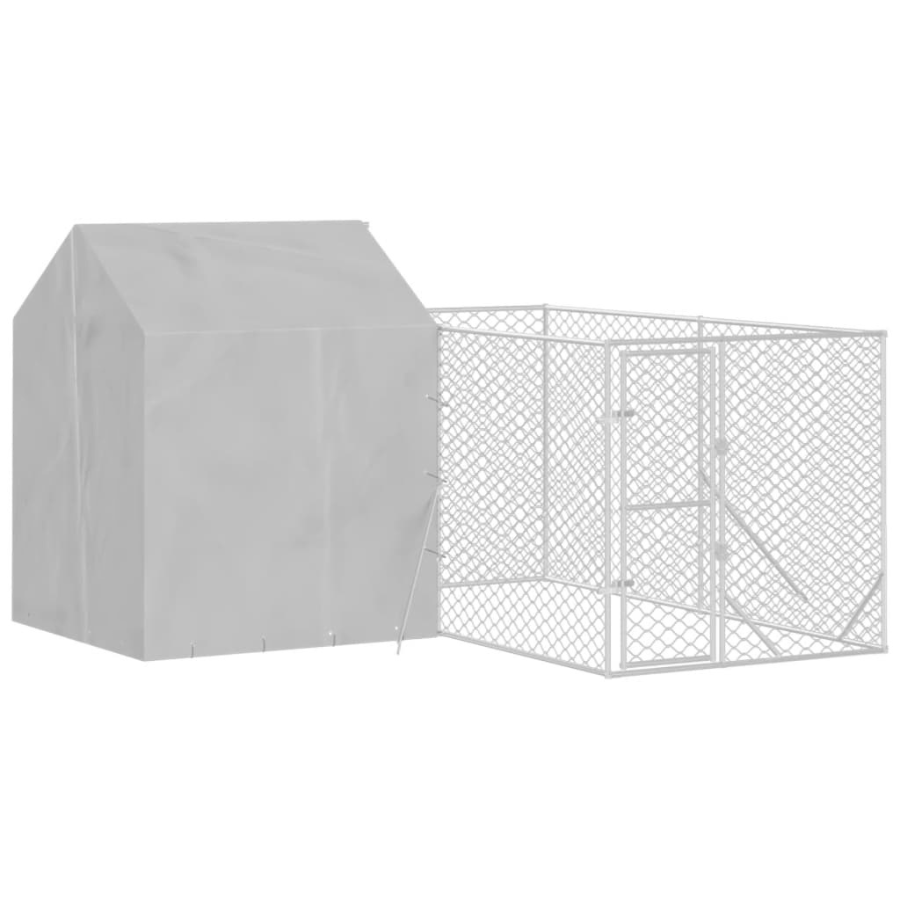 vidaXL Perrera exterior con toldo acero galvanizado plata 12x12x2,5 m, , large Imagen numero 2